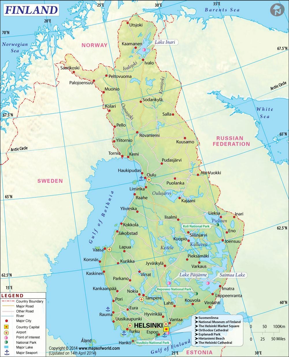 Harta e Finlandës gjeografi