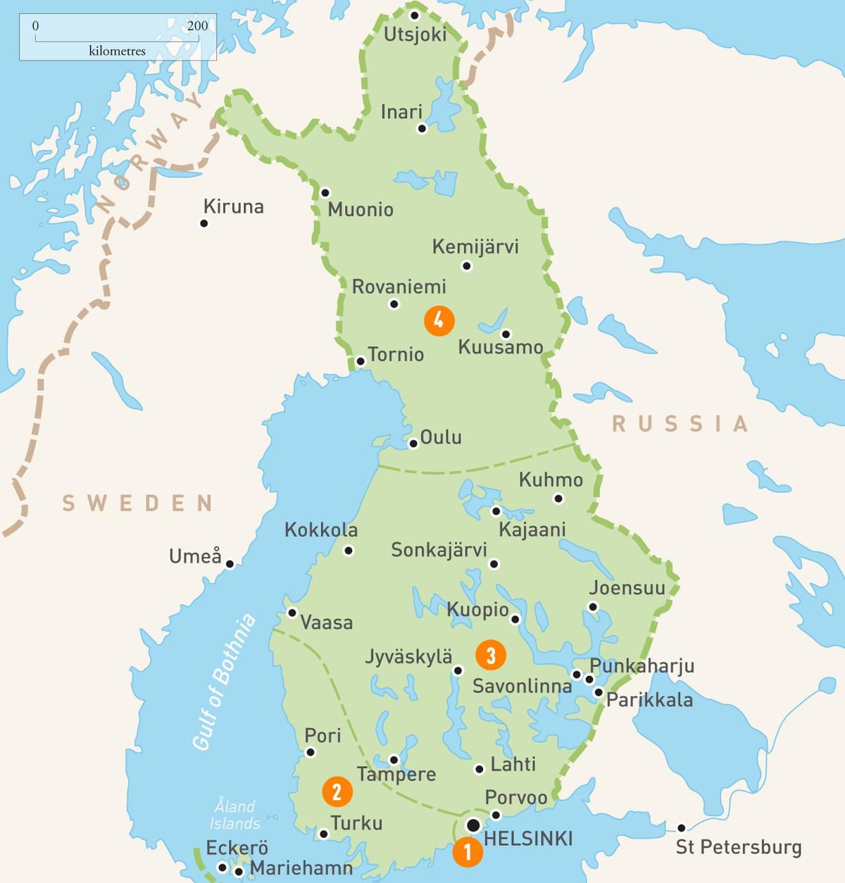 Harta e Finlandës liqeneve
