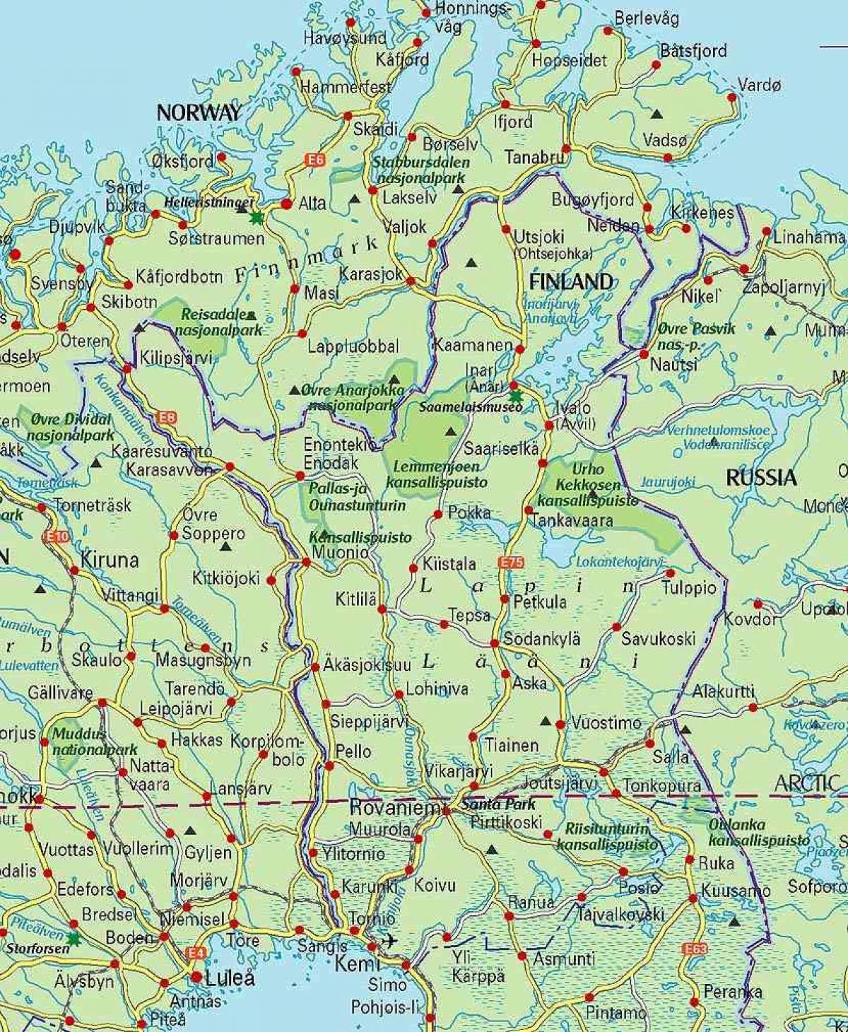 harta e Finlandës dhe lapland