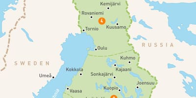 Harta e Finlandës liqeneve
